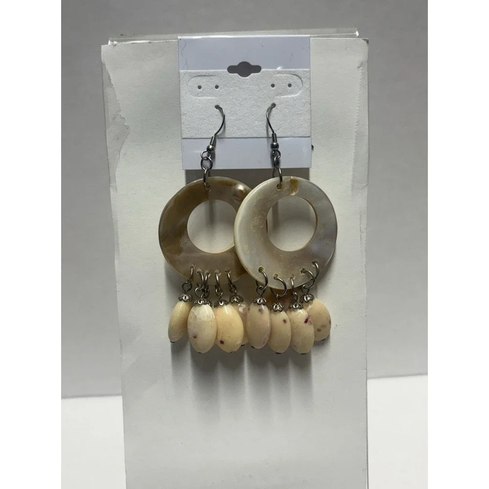 Earrings‎ Faux Shell Art Beads Dangle Beach Bohemian pierced boho